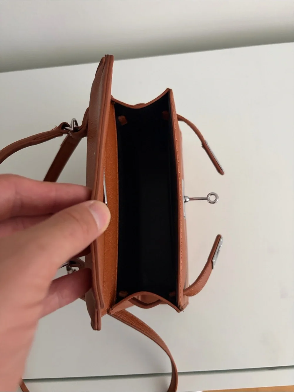 Structured Top-Handle Satchel in Brown Leather